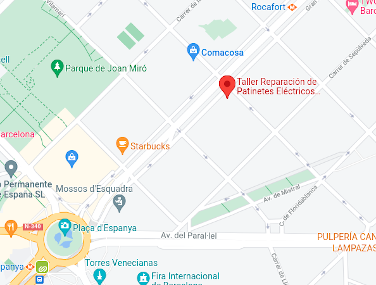 Mapa taller patinetes eléctricos Barcelona Gran Via PLaza España
